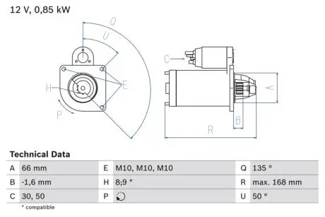 Стартер BOSCH 0 986 021 051