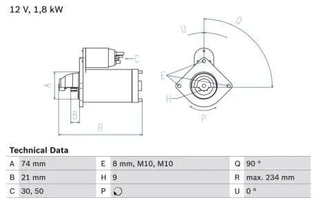 Стартер BOSCH 0 986 021 230