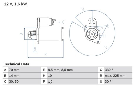 Стартер BOSCH 0 986 021 260