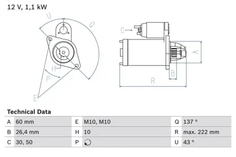 Стартер BOSCH 0 986 021 800