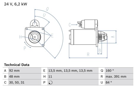 Стартер BOSCH 0 986 017 320 (фото 1)