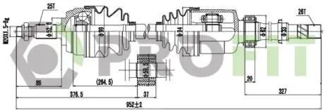 Фото 1 - піввісь PROFIT 2730-1338 Піввісь PROFIT 2730-1338 (фото 1)