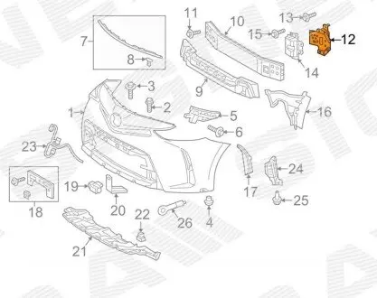 Кронштейн підсилювача переднього бампера Signeda PTY43486CL