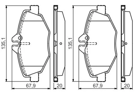 Гальм. колод. передн. W211 E-klasa 02- з датчик. BOSCH 0986495433 (фото 1)