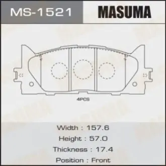 Колодка гальмівна передня Toyota Camry (06-) MASUMA MS1521