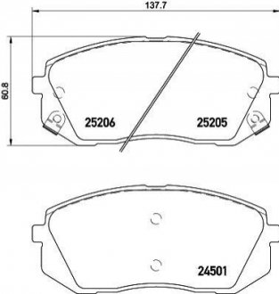 Колодки тормозные дисковые передние Hyundai i40, ix35 1.6, 1.7, 2.0 (11-)/Kia Sportage 2.0, 2.7 (04-) NISSHINBO NP6034