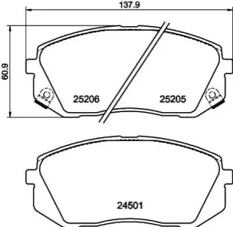 Гальмівні колодки HYUNDAI/KIA ix35/i40/Sportage "F "08>> NISSHINBO NP6034