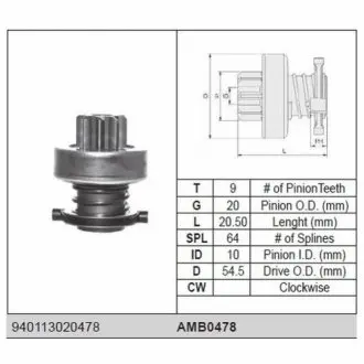 Бендикс Doblo 1.9JTD, ALFA ROMEO 156, 166 2.4 TD BMW 325, 525, 725 2.5 TD FIAT BRAVA 1.9 TD, BRAVO 1.9 TD, MAREA 1.9, 2. [940113020478] MAGNETI MARELLI AMB0478