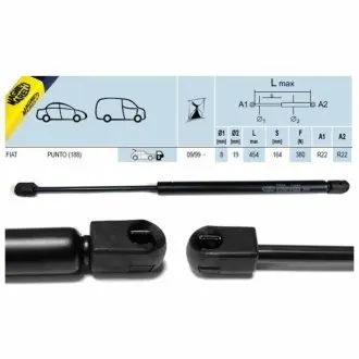 Газовый амортизатор багажника FIAT PUNTO (188) 09/99- TAILGATE - HATCHBACK 5 DOORS [430719016400] MAGNETI MARELLI GS0164
