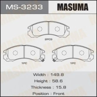 Колодка гальмівна передня Mitsubishi L200 (00-08), Lancer (08-12), Pajero Sport MASUMA MS3233 (фото 1)