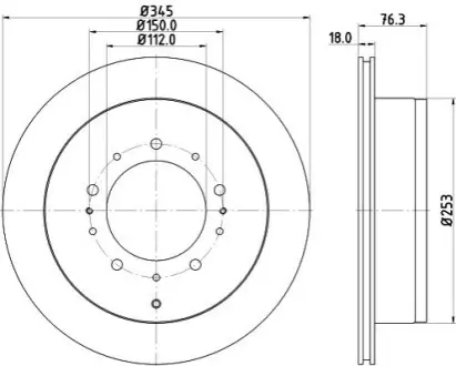 Диск тормозной задний Toyota Land Cruiser 4.5, 4.6, 4.7, 5.7 (08-) NISSHINBO ND1029K