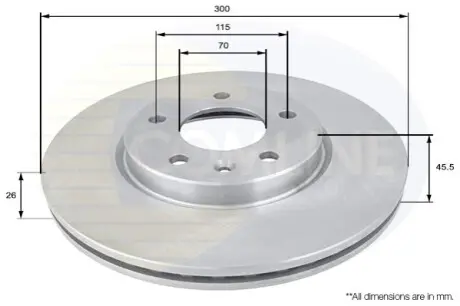 - Диск гальмівний вентильований з покриттям Comline ADC1153V