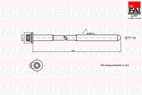 К-кт болтів ГБЦ Renault F8Q,F9Q, Volvo D4192 FAI B1401