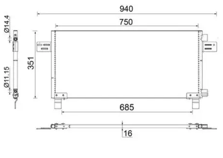 Радиатор кондиционера, MAN TGA MAHLE / KNECHT AC 282 000S
