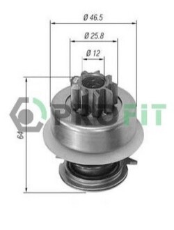 Привід з механізмом вільного ходу, стартер PROFIT 1910-8014
