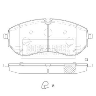 Гальмiвнi колодки дисковi BF BORG & BECK BBP2837