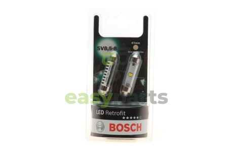 Автолампа 12V 1W SV8.5-8 LED Retrofit 4000K BL (4000K) (blister/К-кт 2 шт.) BOSCH 1987301510