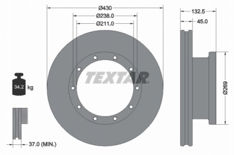 Гальмівний диск TEXTAR 98200087901 (фото 1)