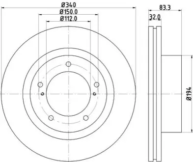 Диск тормозной передний Lexus LX 570/ Toyota Land Cruiser 200 4.5, 4.6, 4.7 (07-) NISSHINBO ND1051K