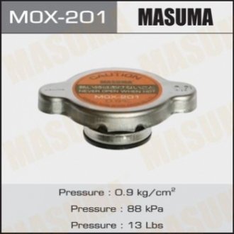 Крышка радиатора Honda/ Mazda/ Mitsubishi/ Nissan/ Subaru/ Suzuki/ Toyota 0.9 ba MASUMA MOX201 (фото 1)