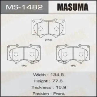 Колодка гальмівна передня Mitsubishi Pajero (06-)/ Toyota Hilux (11-), Land Cru MASUMA MS1482