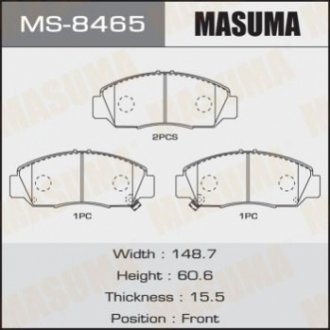 Колодка гальмівна передня Honda Accord (02-05), Civic (06-11), FR-V (05-09) (MS MASUMA MS8465 (фото 1)