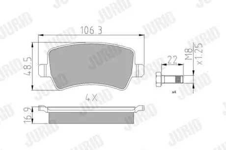 Тормозные колодки Range Rover Evoque / Volvo S60 / S80 / V70 / XC60 / XC70 Jurid 573748J