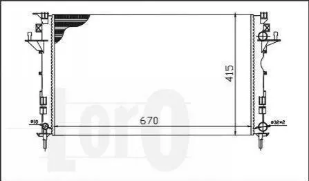 Радіатор охолодження двигуна ESPACE IV/LAGUNA II 2.0 i 16V TURBO/1.6 i 16V 01- DEPO / LORO 042-017-0009