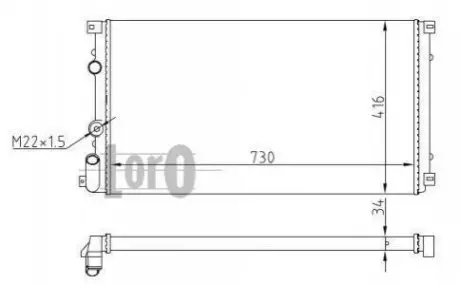Радіатор води Master/Movano II 1.9/2.2/ dCi 97> (730x415x23) термовикл. DEPO / LORO 042-017-0025