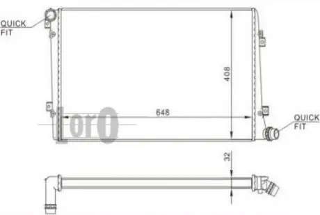 Радіатор охолодження двигуна Caddy III 1.9TDI (648x399x32) DEPO / LORO 003-017-0032