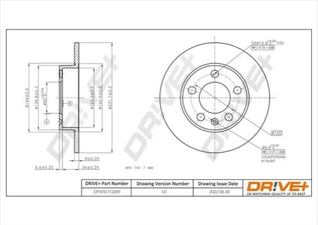 Drive+ - Гальмівний диск DR!VE+ DP1010.11.0091 (фото 1)