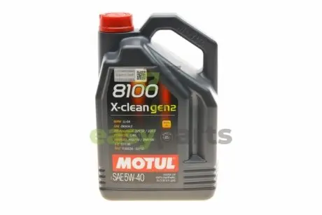 Олива 5W40 X-clean 8100 gen2 (5L) (BMW LL-04/MB 229.52/MB 226.5/RN0710/RN0700) 109762 MOTUL 854151 gen2