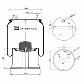 Фото 1 - пневмоподушка FEBI BILSTEIN 39542 Пневмоподушка FEBI BILSTEIN 39542 (фото 1)