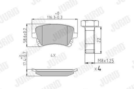 Тормозные колодки задние Audi A4 / A6 / A8 Jurid 573219J