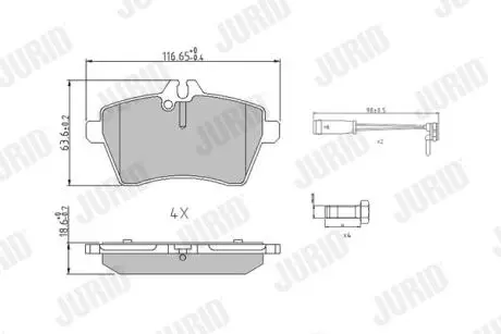 Фото тормозные колодки передние Mercedes A /B Jurid 573265J Тормозные колодки передние Mercedes A /B Jurid 573265J