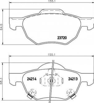 Колодки тормозные дисковые передние Honda Accord VII 2.0, 2.4 (03-08) NISSHINBO NP8030 (фото 1)