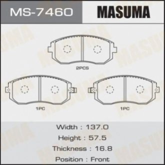 Колодка гальмівна передня Subaru Forester (01-14), Impreza (00-14), Legacy (02- MASUMA MS7460 (фото 1)