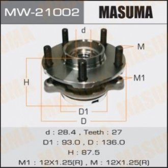 Ступица колеса переднего в сборе с подшипником Infinity FX 35 (02-12) G 37 (08-) MASUMA MW21002 (фото 1)