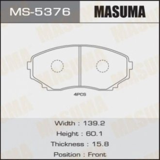Колодка гальмівна передня Mazda CX-7 (06-11), CX-9 (09-12) MASUMA MS5376 (фото 1)