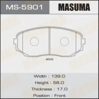 Колодка тормозная передняя Mazda CX-7 (07-12), CX-9 (17-) MASUMA MS5901