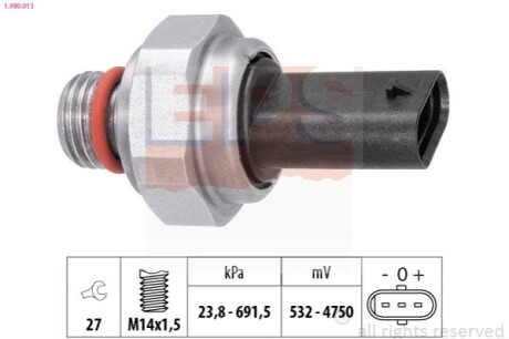 Датчик тиску випускних газів BMW 5 (F10/G30/F90) 550d 12-/7 (F01/F02/G11) 750d 12-/X5 (E70/F15/F85) 11- EPS 1.980.013