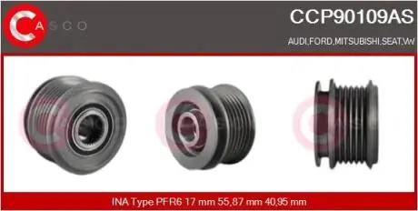 Шків генератора VW T5/Caddy/Crafter/Octavia, 6PK CASCO CCP90109AS