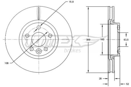 Гальмiвнi диски Ford Galaxy/Mondeo 06-15/Volvo S60/S80/V60/XC70 07- TOMEX 7156