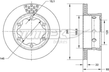 Гальмiвнi диски MB Sprinter 408-416/VW LT 46 96- TOMEX 7025