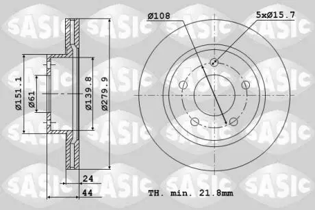 Диски тормозные передние Renault Kangoo II, Megane II SASIC 6104036
