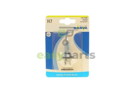 Автолампа H7 12V 55W PX26d Range Power Blue+ (3700K) (блістер/1шт) NARVA 486384000
