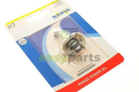 Автолампа H7 12V 55W PX26d Range Power 50+ (блістер/ 1шт) NARVA 483394000