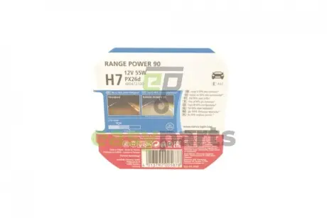 Автолампа H7 12V 55W PX26d Range Power 90 (к-кт 2шт) NARVA 480472100