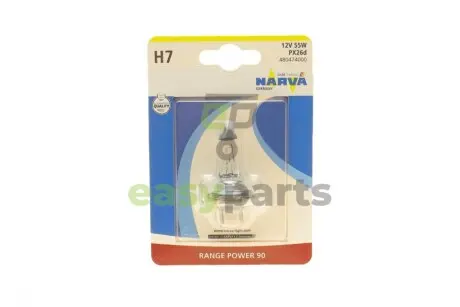 Автолампа H7 12V 55W PX26d Range Power 90 (блістер/1шт) NARVA 480474000