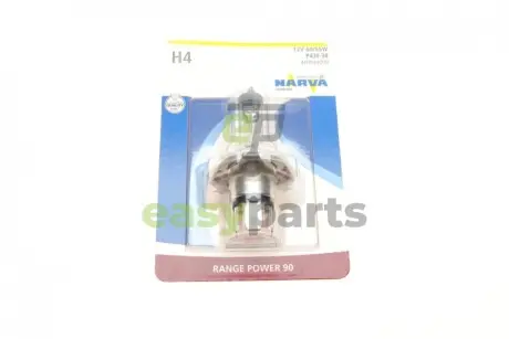 Автолампа H4 12V 60/55W P43t Range Power 90 (блістер/1шт) NARVA 480034000